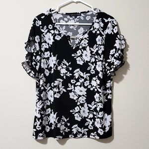Adrienne Vittadini Black with white floral top.